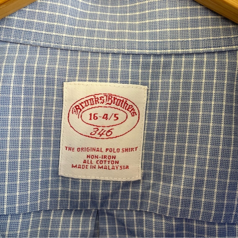 Brooks Brothers 346 Men's Long Sleeve Button Down Blue/White 16-4/5 - Picture 5 of 9